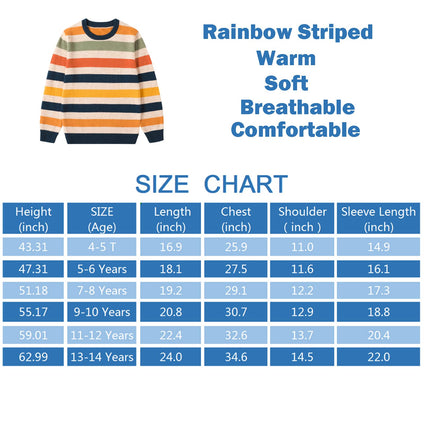 BASADINA Boys Jumpers Long Sleeve Striped Sweater Pullover Kids Knitwear Christmas Knitted Sweatershirt Warm Tops Clothes Age 4-14 Years