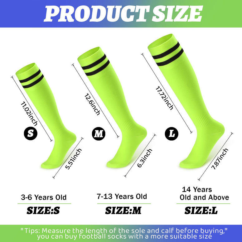 6 Pairs Kids Toddler Soccer Socks Breathable Over the Knee Boys Tube Socks Stripes Football Socks Uniform Sports Stockings