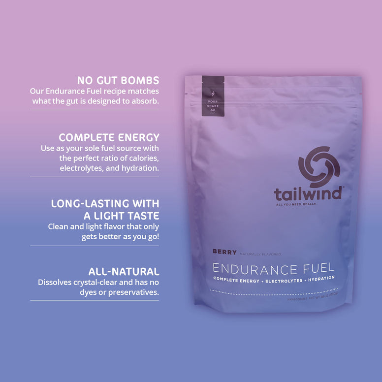 Tailwind Nutrition Endurance Fuel Berry 50 Servings, Hydration Drink Mix with Electrolytes and Calories, Non-GMO, Free of Soy, Dairy, and Gluten, Vegan Friendly