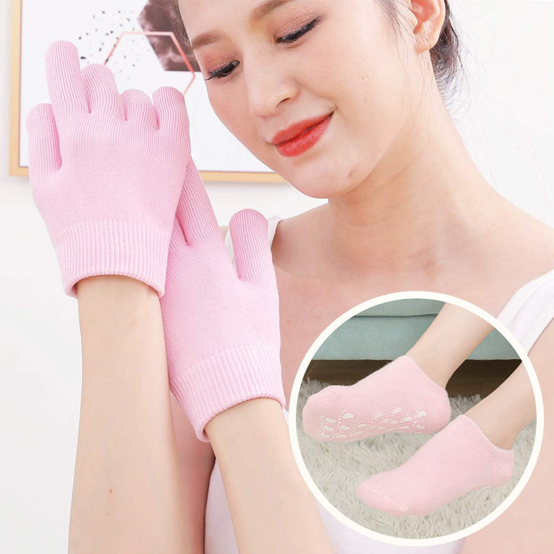 Moisturizing Gloves and Socks, Gel Spa Moisturizing Therapy Socks ＆ Gloves, Soften Repairing Dry ed, Hands Feet Skin Care, Effective in Repair Dry and Chapped Hands and Feet Skin Care