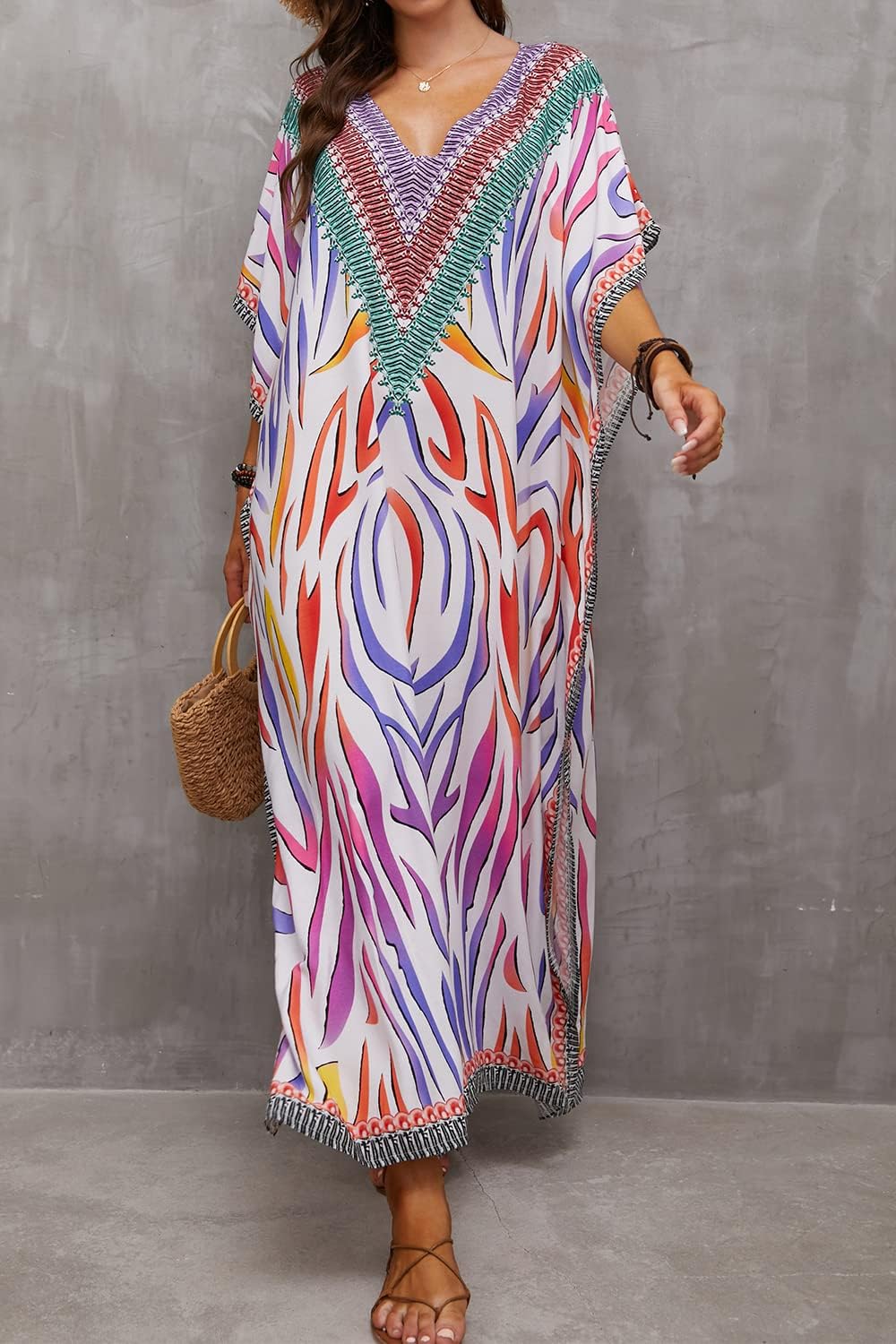 YouKD Wemon's Summer Long Kaftan Bohemian Maxi Kimono Dress Swimsuit Beach Cover Up Robes