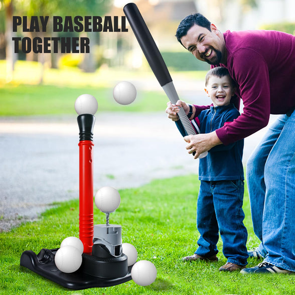 MEIJIABA T Ball Sets for Kids 3-5, Tball Set for Kids 5-8, Tee Ball Set for Toddlers 1-3, Toddler Baseball Bat Set, Boys Outdoor Sports Pitching Launcher Machine Toys