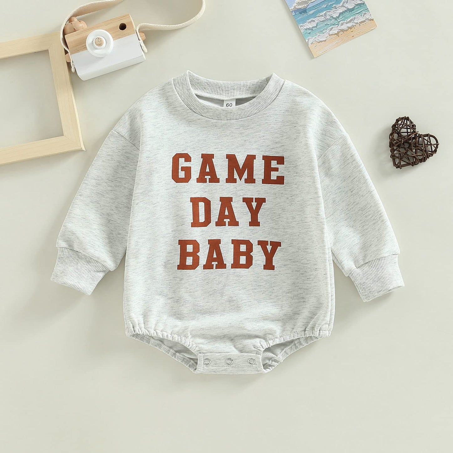 Baby Boy Girl Football Season Romper Sweatshirt Long Sleeve Letter Print Bodysuit One Piece Fall Winter Outfit 0-3 Months