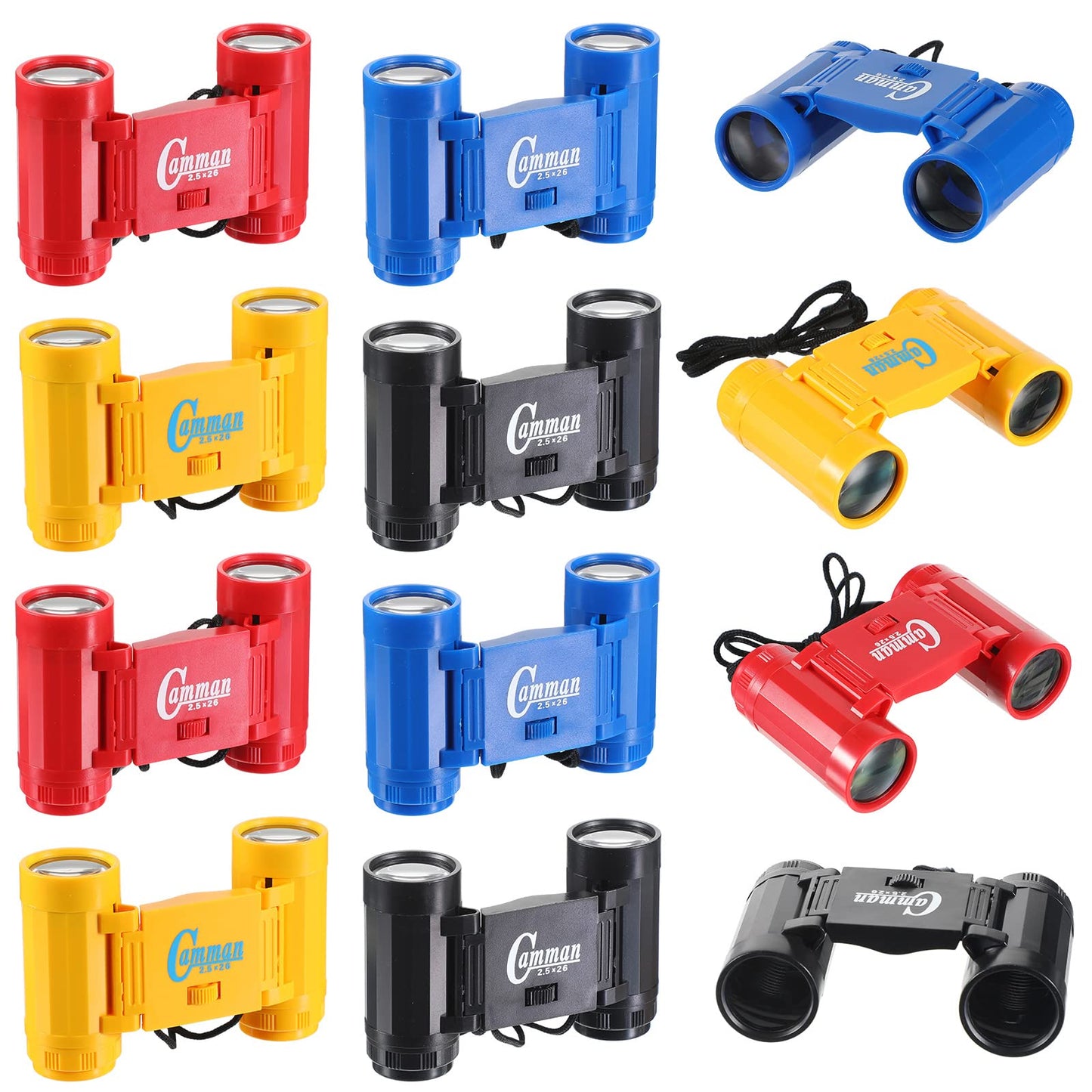 12 Pcs Binoculars for Kids with Neck Strap Kids Binoculars Assorted Colors Toddler Binoculars Jungle Binoculars for Explorer Learning Birdwatching Camping Outdoor Safari Birthday Party Favors Gift