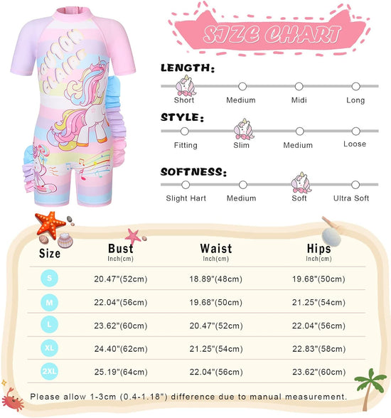 WonderBabe Unicorn/Flamingos Girls UV Swimsuit Kids Sun Protection Swimming Costume One Piece Round-Neck Swimwear Rash Guard Bathing Suit Surfing Sunsuit 1-8 Years