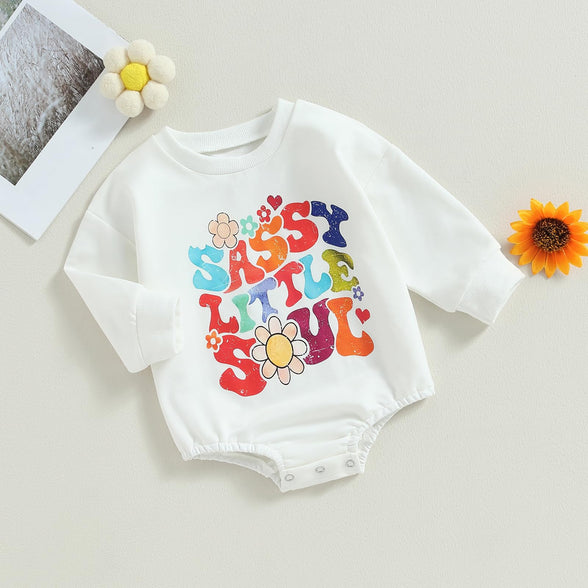 Infant Baby Girl Sweatshirt Romper Oversized Long Sleeve Bubble Romper Top Fall Winter Clothes 0-3 Months