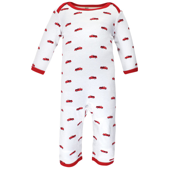 Hudson Baby baby-boys Hudson Baby Unisex Baby Cotton Coveralls, Fire Truck Rompers (6-9 Months)