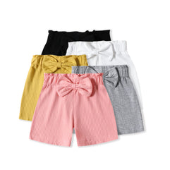 Xanbix Unisex Toddler Baby Shorts Ruffle Fleece Cotton Flare Short 5-Pack in Grey White Black Yellow and Pink (0-3 Months)