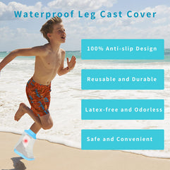 SUPERNIGHT Child Waterproof Ankle Cast Cover for Shower, Bandage Protector for Teenager’s Dressings and Injuries Toe, Ankle Wound, Burns, Reusable Sealed Watertight Foot Cast Bag, Anti-Slip Design