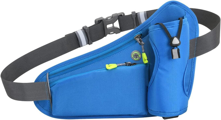 ShowTop Sport Running Belt with Vertical Bottle Pocket Holder Running Packs Gear with Phone Water Bottle Holder Adjustable Storage Belt for Travel Hiking,Carrying iPhone Money (Light Blue)