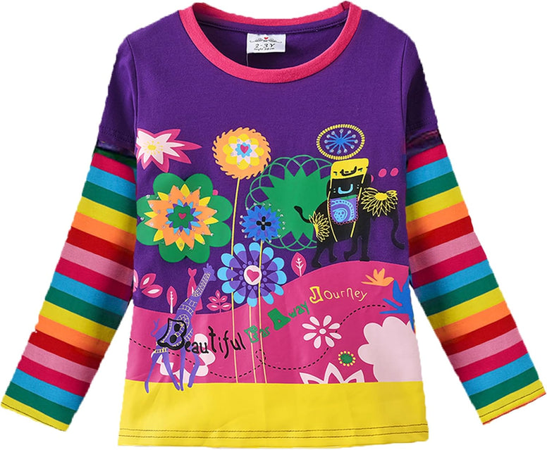 VIKITA Little Girls Cute Flower Long Sleeve T-Shirt Top for 1-8 Years