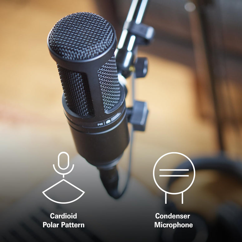 Audio-Technica Audio Technica Cardioid Condenser Microphone - AT2020, Black