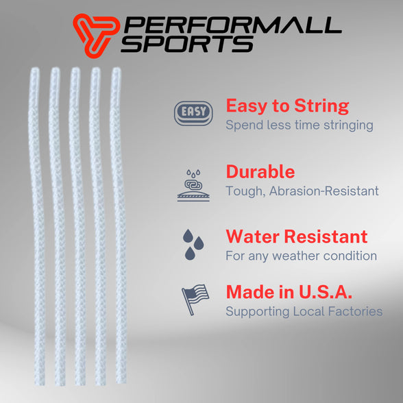 Performall Dyna Lacrosse Mesh Full Stringing Kit Black: 5 Sidewalls, 3 Shooting Strings & 2 Shooting Cords