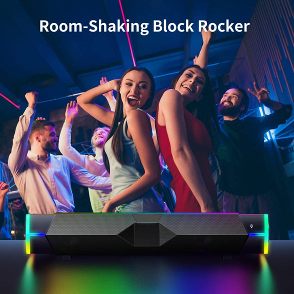 Computer Speakers, Dynamic RGB Computer Sound Bar, Bluetooth & USB Powered PC Speakers, HiFi Stereo Gaming Speakers for Desktop