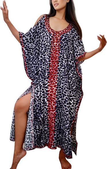 YouKD Summer Long Kaftan Bohemian Loungewear Beach Swimsuit Cover Up Maxi Dress for Women