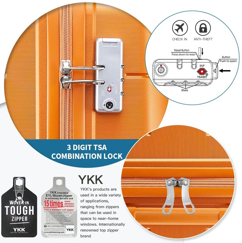 Luggage Sets Lightweight Clearance Expandable Hardside with Spinner Wheels for Travel(Orange,2-Piece Set)