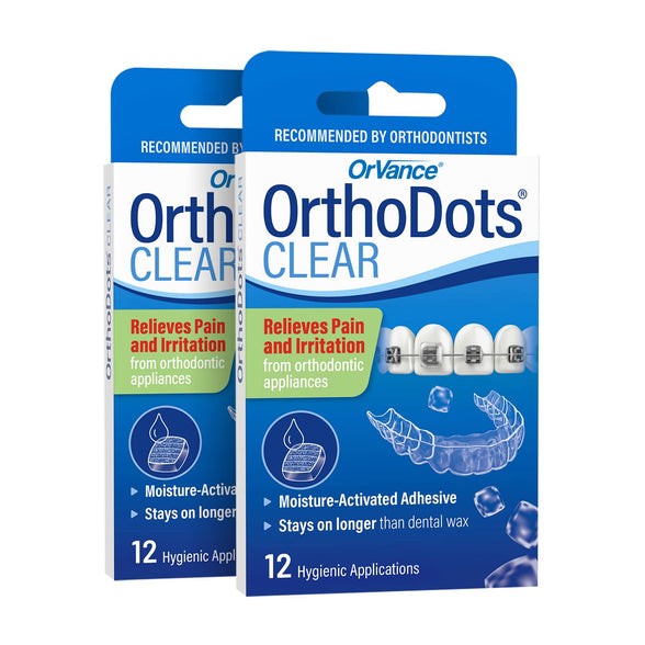 OrthoDots Moisture Activated, Silicone Dental Wax Alternative for Braces (24 Count Clear)
