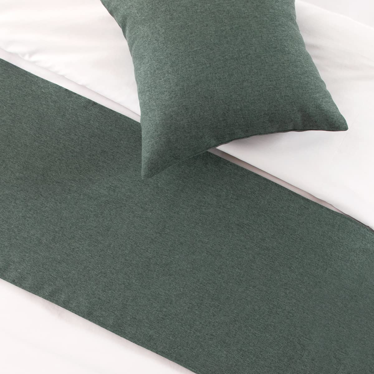 AMBERIS Bed Runner Blue-Green, Imitation Linen Decorative Bed Scarf for Home Hotel