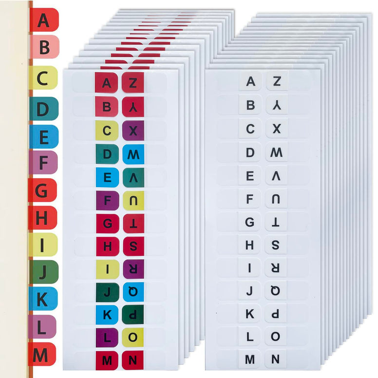 780 Pcs A-Z Index Tabs Permanent Alphabetical Tab Indexes Self Adhesive Page Tabs Small Tabs for Notebook File Page Address Book Folder