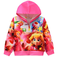 Yoahizfa Princess Peach Girl's Zip Up Hoodie Long Sleeve Shirt Cartoon Sweatshirt for Little Kids,3-4 Years