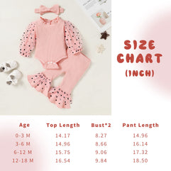 Newborn Baby Girl Clothes Floral Romper Top Flared Pant Set Bell Bottom Long Sleeve Infant Bodysuit Fall Winter Outfits 3-6 Months