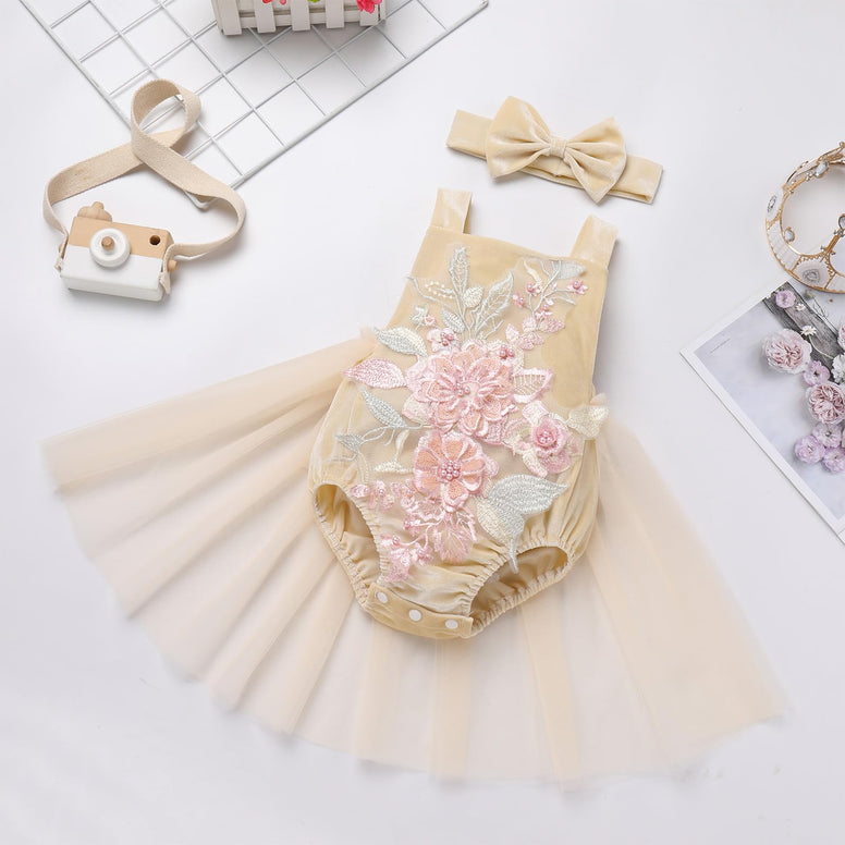 Baby Girl 1st Birthday Outfit Boho One Ruffle Lace Romper Princess Tutu Backless Dress Photoshoot Party Clothes(3-6 M)