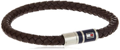 Tommy Hilfiger Men's Leather Bracelet, Silver