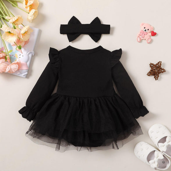 Magic Park Infant Girl Tutu Dress Baby Girl Ruffle Romper Dress Toddler Girl Solid Color Skirts with Headband Summer Clothes, for 0-3 Months