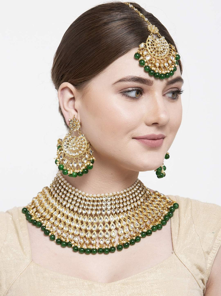 Shining Diva Fashion Latest Stylish Kundan Choker Wedding Party Traditional Bridal Necklace Jewellery Set for Women