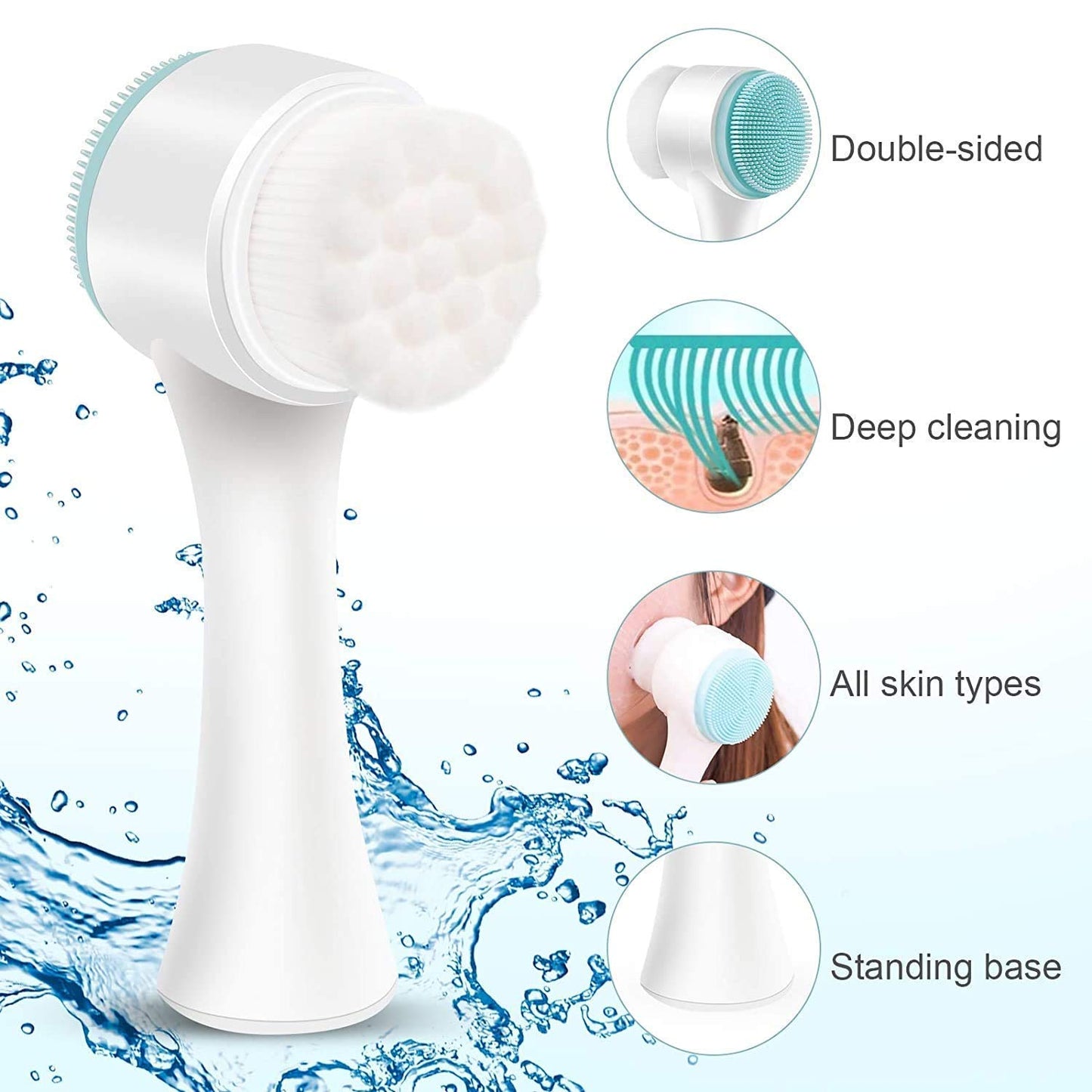 ELECDON Silicone Double-headed Manual Facial Cleansing Brush Set (2 Pieces)