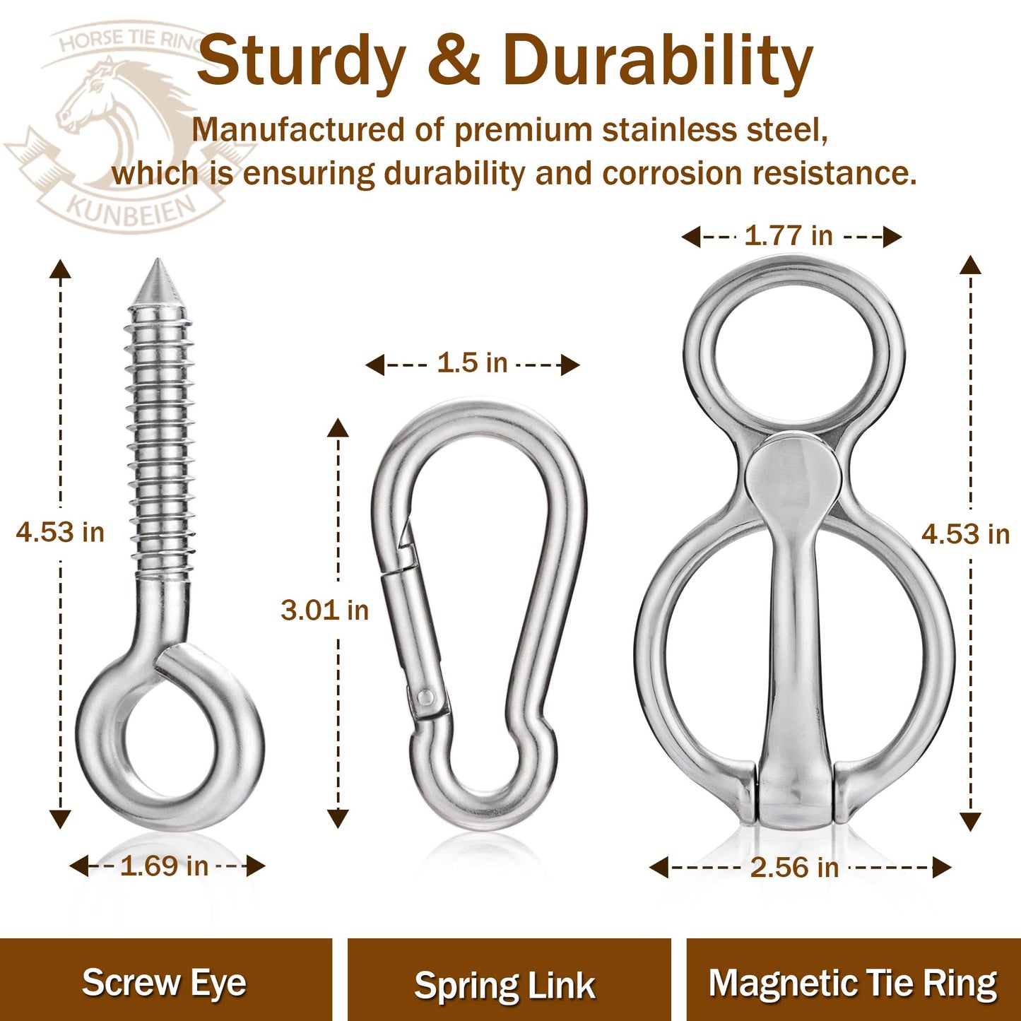 KUNBEIEN Horse Tie Ring, Safe Tie Horse Supplies, Humane Way Tie Ring, Magnetic Ring for Tying and Retracting, Helps Horse Pull Back and Releases Stress from The Horse
