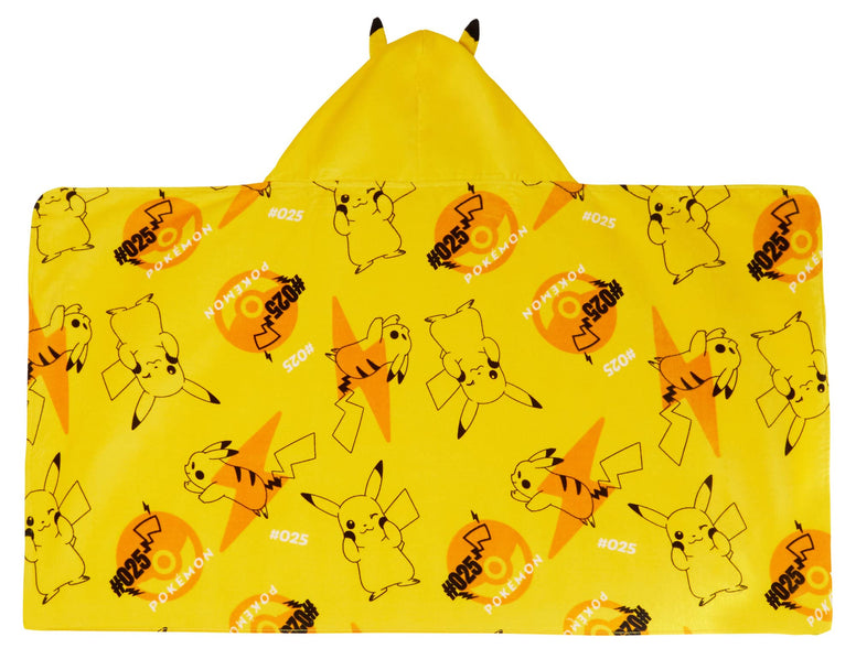 Pikachu Hooded Towel 100% Cotton Kids 3D Ears Dress Up Pikachu Poncho Beach Bath Towel Swimming Wrap