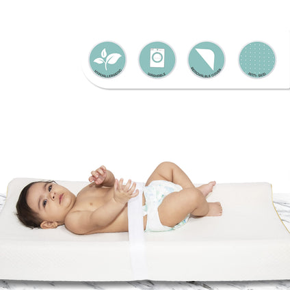 MOON Organic changing mat -WaterProof Diaper Changing Pad,With Easy To Clean Cover Safety Strap, Fits All Standard Changing Tables/Dresser Tops