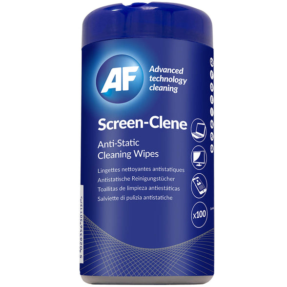 AF Anti Static Screen Cleaning Wipes - Pre-moistened for Computer, Laptop, TV, Tablets, Phone etc. Tub x100