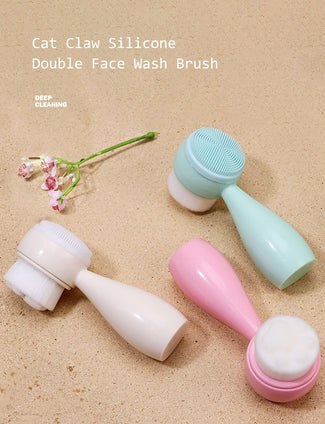 ookizom 2PCS Facial Cleaner Brushes, 2-in-1 Skin Care Silicone Double-Headed Manual Facial Cleansing Brushes - Face Wash Brush for Deep Pore Exfoliation Massaging - Gift for Girls