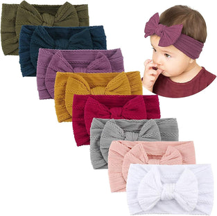 8 Pack Baby Nylon Headbands Hairbands Hair Bow Elastics Handmade Hair Accessories for Baby Girls Newborn Infant Toddlers Kids