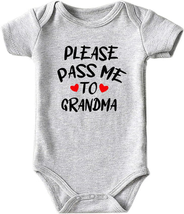 Please Pass Me To My Grandma Baby Boy Clothes Unisex Funny Baby Bodysuits 0-3 months gray