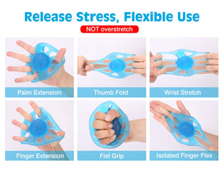 MoKo Grip Exerciser Ball, Finger Exerciser & Hand Strengthener, Squeeze and Flex Training for Thera-Band Strength Training, Stress Reflexology, Muscle Pain Relief and Therapy, Blue