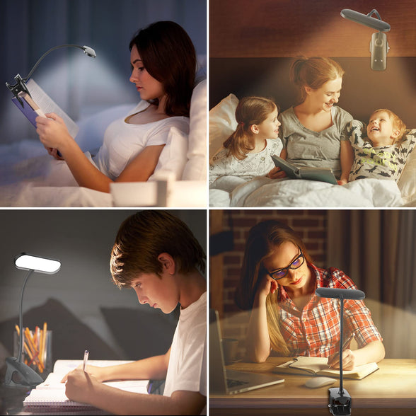 LED Desk Lamp, Ufanore Reading Light with 5 Color Modes 5 Brightness, Rechargeable, Touch Control, Dimming, Eye-caring Table Lamp for Home Office Bed Kids Study Book, Black