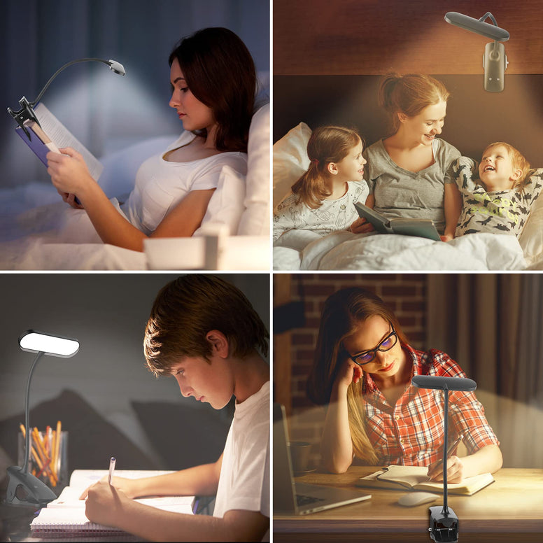 LED Desk Lamp, Ufanore Reading Light with 5 Color Modes 5 Brightness, Rechargeable, Touch Control, Dimming, Eye-caring Table Lamp for Home Office Bed Kids Study Book, Black