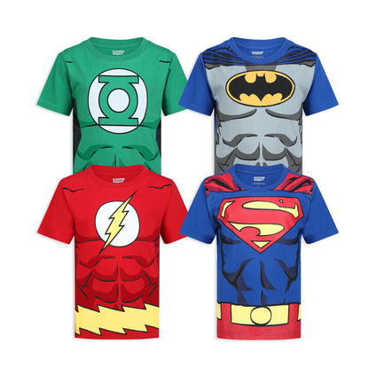 DC Comics Justice League Boys’ 4 Pack T-Shirts for Toddler and Little Kids– Blue/Red/Green/Gray 2Y