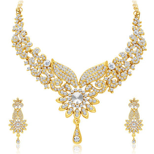 Sukkhi Fabulous Gold Plated AD Necklace Set For Women