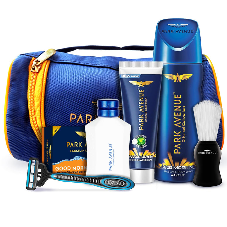 PARK AVENUE Good Morning Grooming Kit - Combo of 6 + Travel Pouch, multi, 7 Count (Pack of 1)
