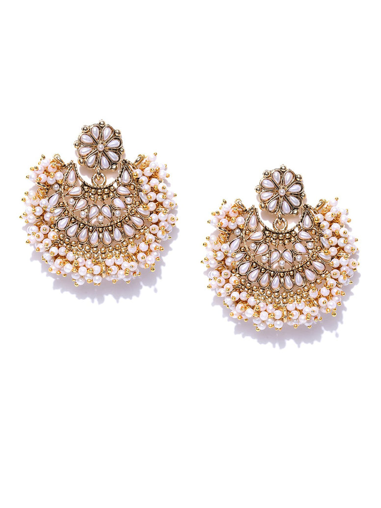 ZAVERI PEARLS Golden Non Precious Metal Dangler Earrings for Women (ZPFK9040)