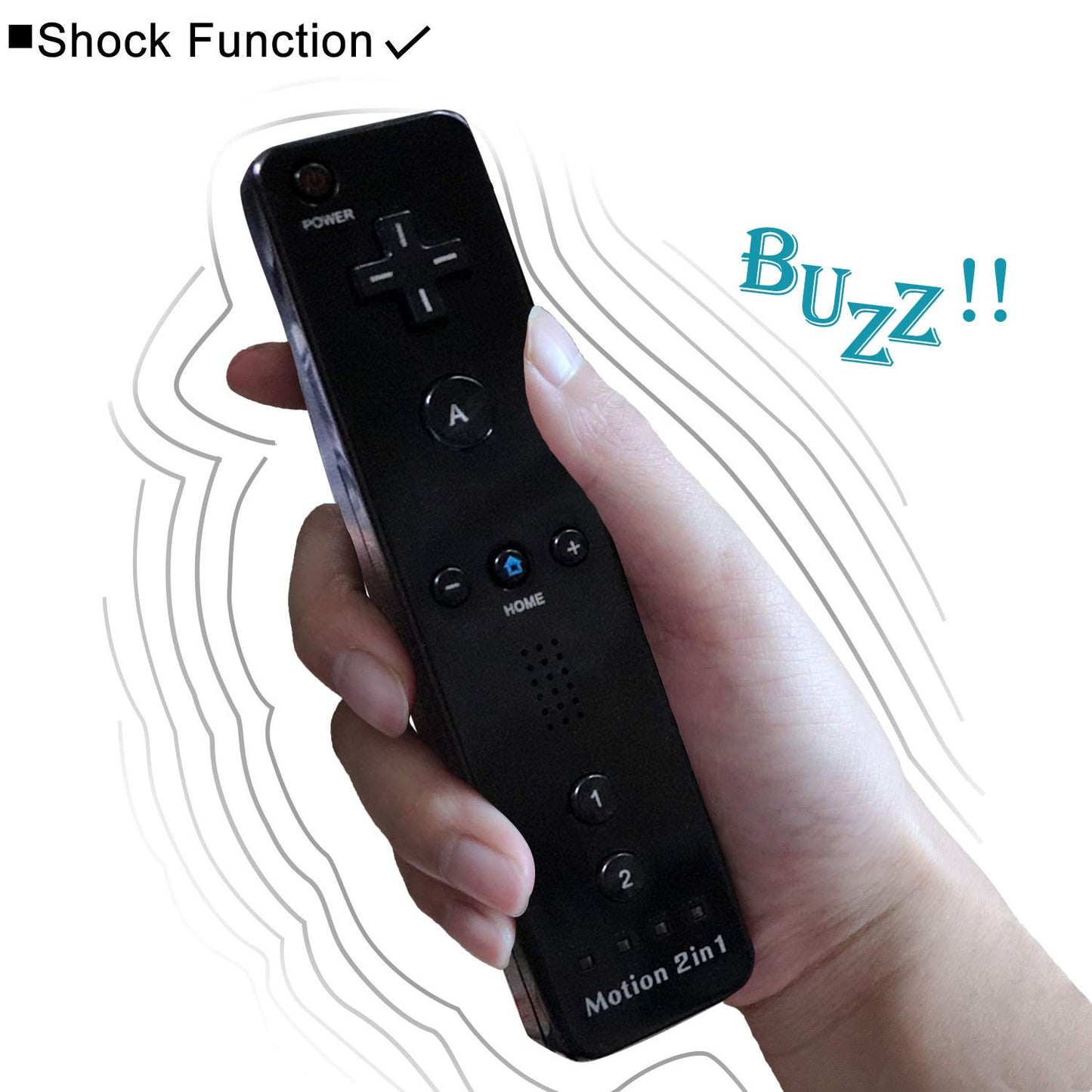 Wii Nunchuck Remote Controller with Motion Plus Compatible with Wii and Wii U Console | Wii Remote Controller with Shock Function black LH3