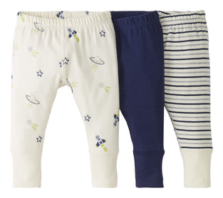 Moon and Back by Hanna Andersson Unisex Babies' Organic Cotton Jogger Pants, Pack of 3, Blue Multi, 3-6 Months