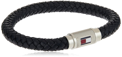 Tommy Hilfiger Men's Leather Bracelet, Black