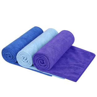 Microfiber Gym Towels Sports Towel Set Multi-Purpose Travel Towels Fast Drying & Antibacterial Camping Fitness Workout Sweat Towels for Men & Women 3-Pack (Dark Blue+Light Blue+Purple)