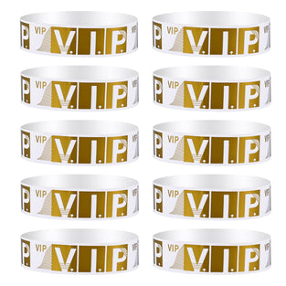 300 Pcs Paper Wristbands for Events Waterproof VIP Wristbands Identification Wristbands Wrist Bracelets Paper Lightweight Event Wristbands for Party Concert Club Amusement Park Festivals(Gold)