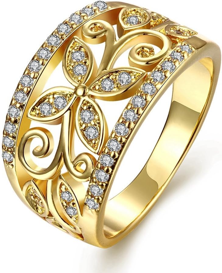 YELLOW CHIMES Flower Band Golden Ring for Women and Girls